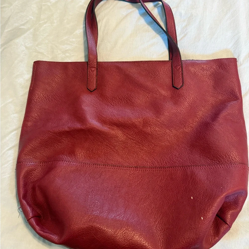 Overbrooke | Burgundy Large Vegan Leather Tote Shoulder Bag